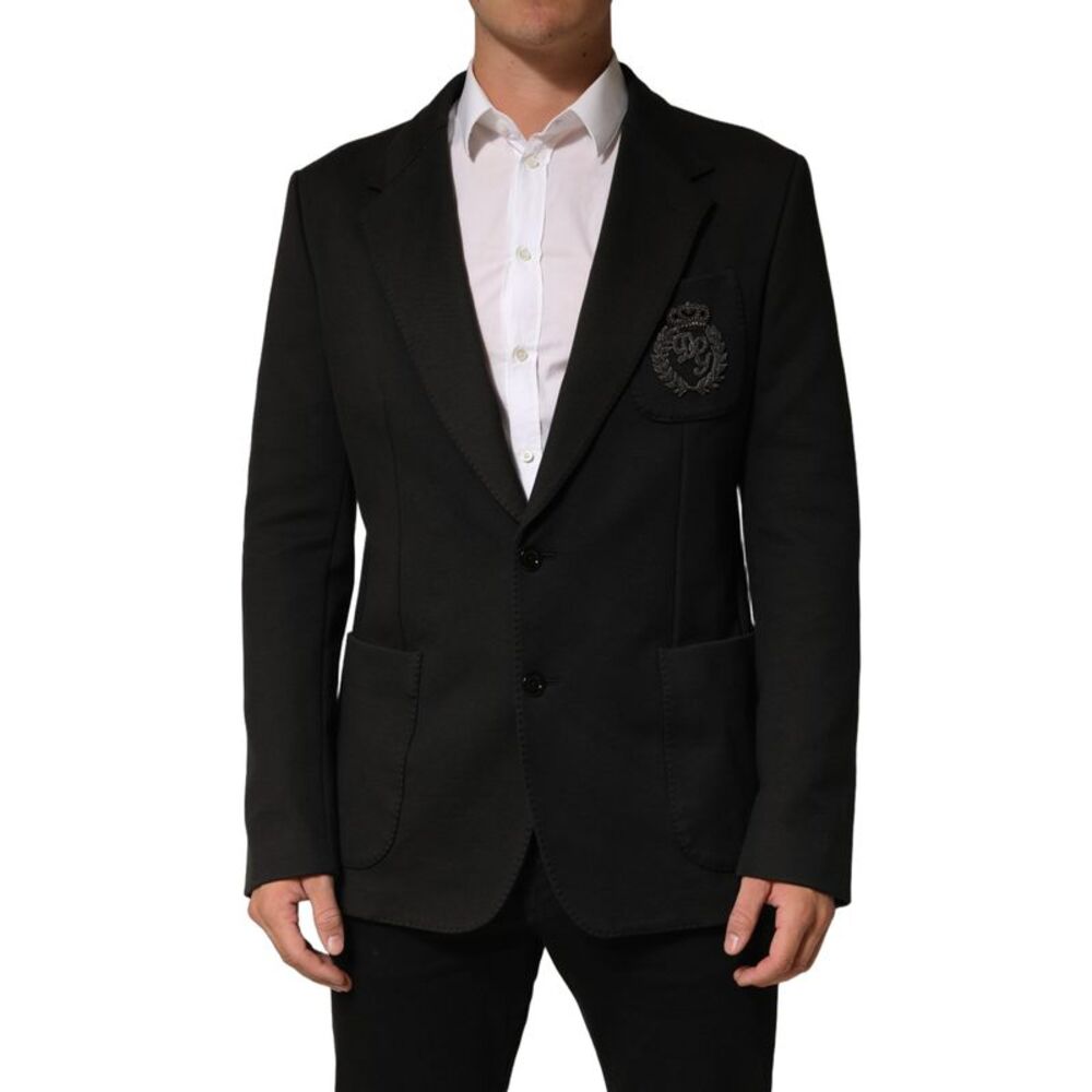 Dolce & Gabbana Black Embroidered Single Breasted Men's Jacket
